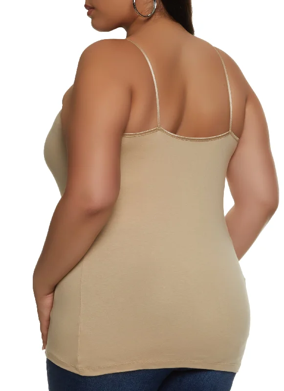 Plus Size Basic Cotton Scoop Neck Cami