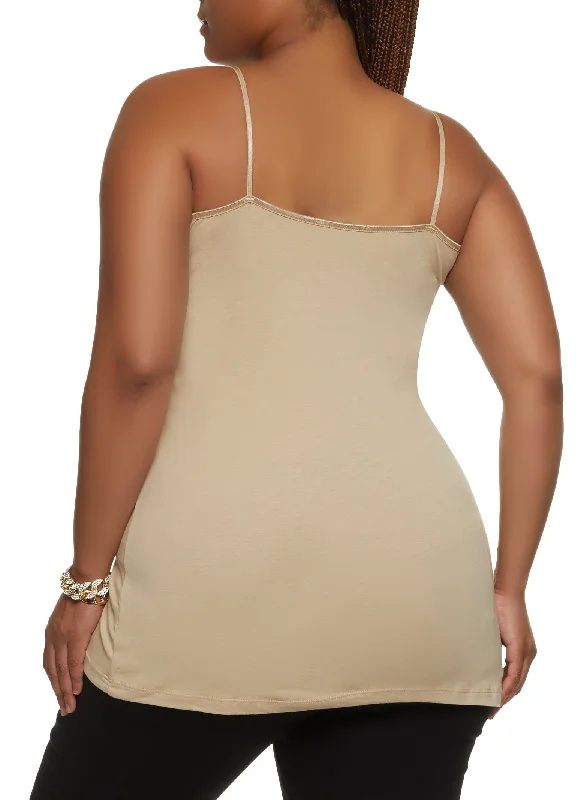 Plus Size Solid Scoop Neck Cami