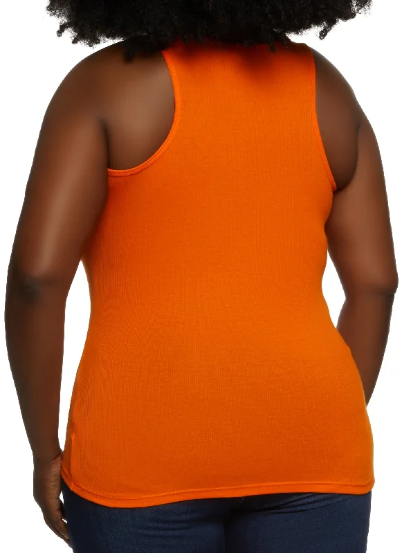 Plus Size Ribbed Knit Racerback Tank Top