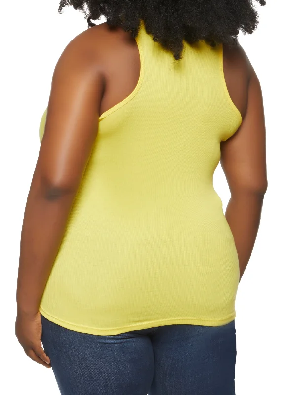 Plus Size Ribbed Knit Tank Top