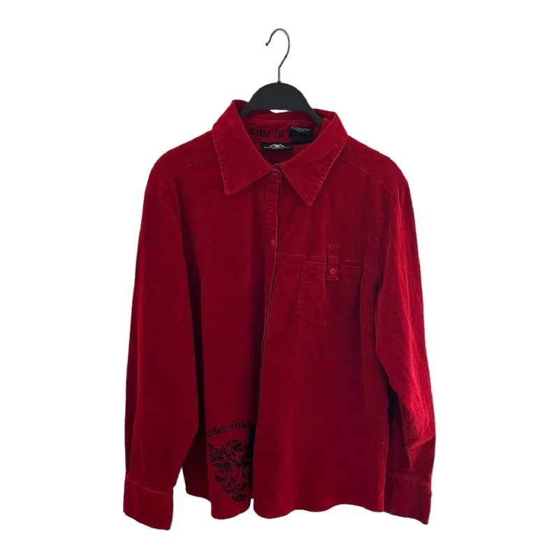 HARLEY DAVIDSON/LS Shirt/1/Velour/RED/