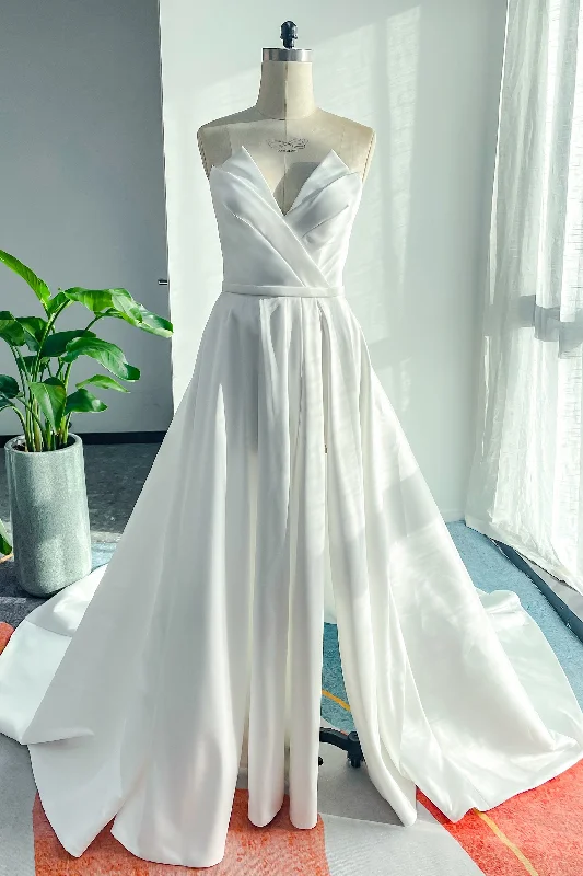 A-Line Court Train Mikado Wedding Dress CW3126