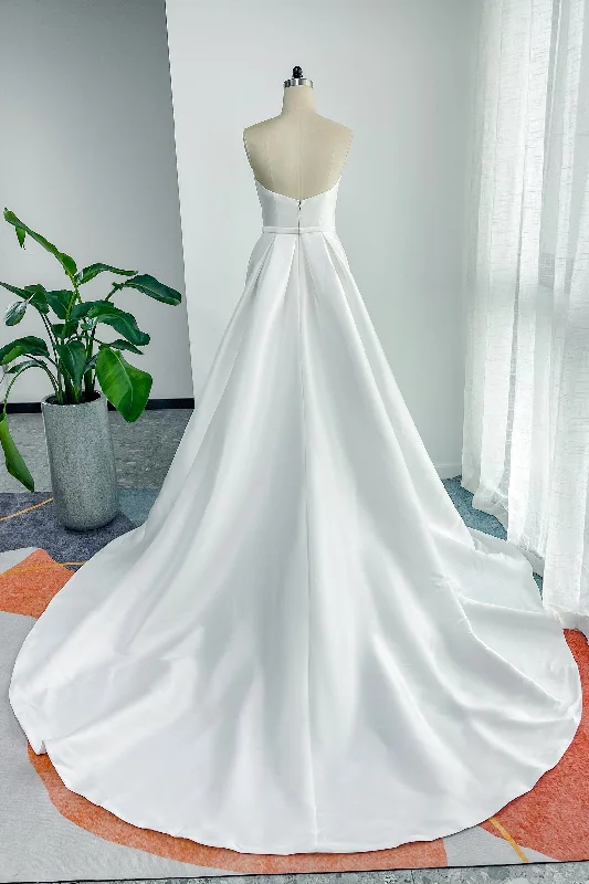 A-Line Court Train Mikado Wedding Dress CW3126