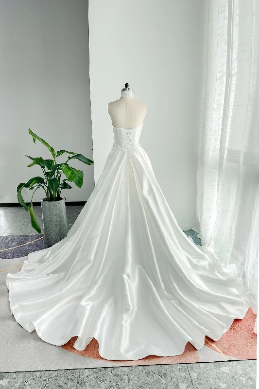 A-Line Court Train Mikado Wedding Dress CW3164