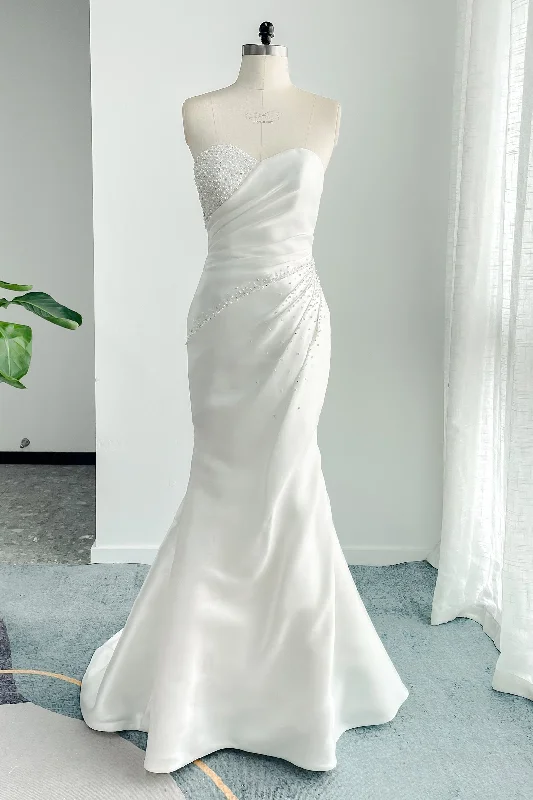 A-Line Court Train Mikado Wedding Dress CW3164