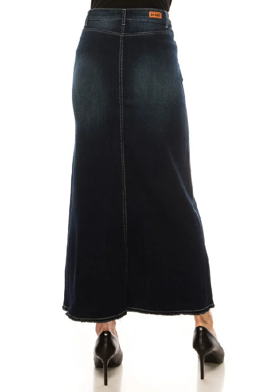 Brooke Mermaid Denim Skirt in DK. Indigo