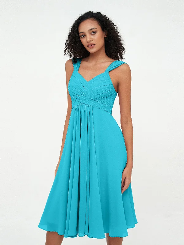 Chiffon Empire Short Dresses with Pockets-Jade