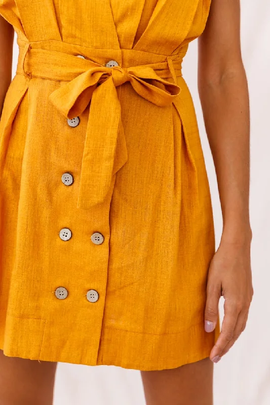 Clementine V-Neck Placket Dress Sunset