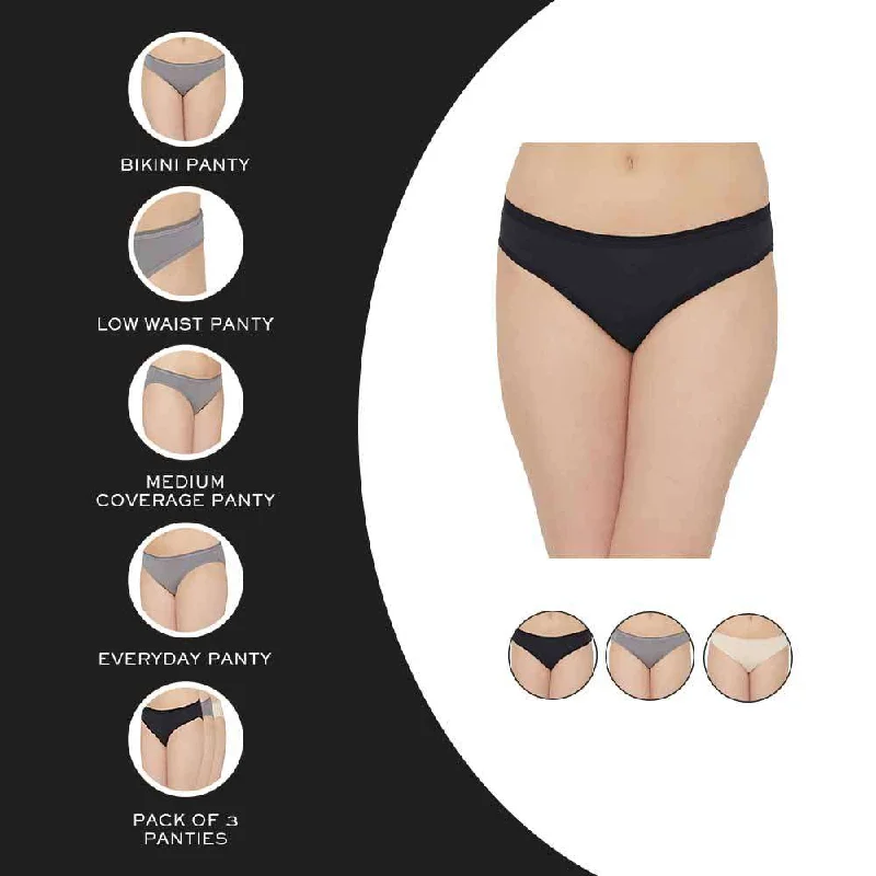 Cotton Low Waist Medium Coverage Everyday Wear Pack of 3  Bikini Panty