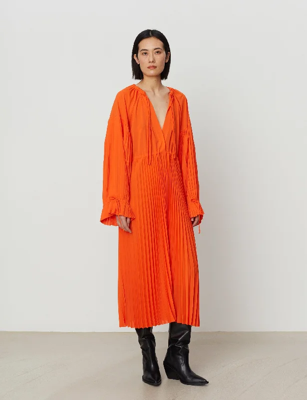 DAY Birger et Mikkelson Leighton Solid Plissé Dress - Flame