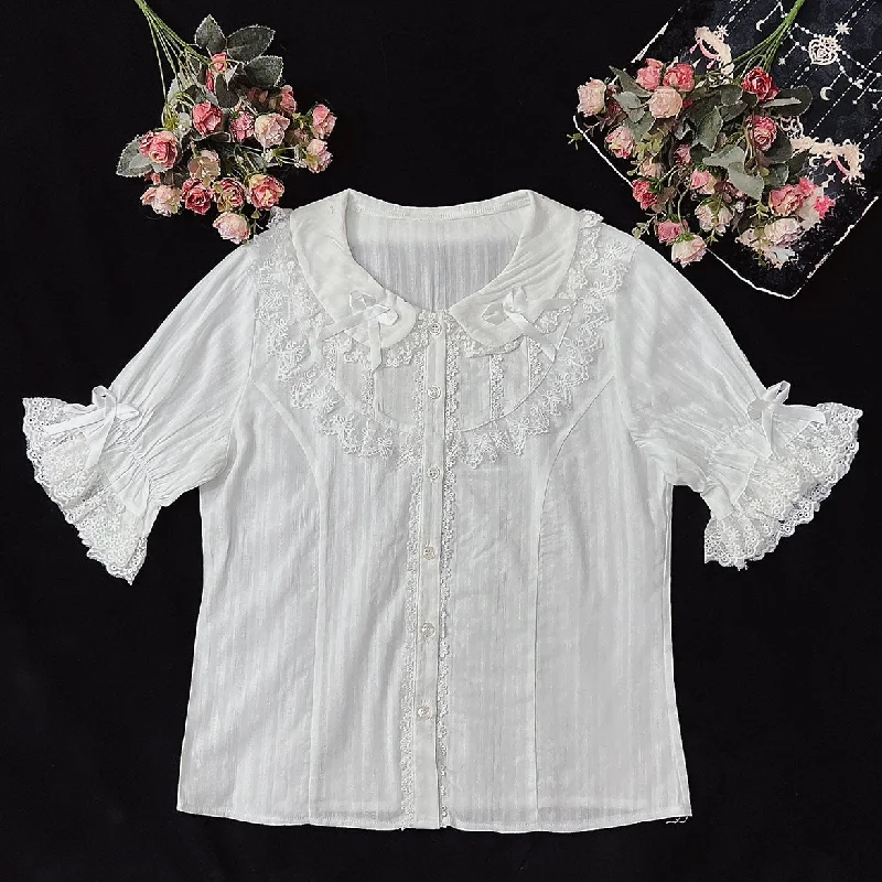 (BuyformeDMFS Lolita ~Summer Short Sleeve Cotton Lolita Blouse