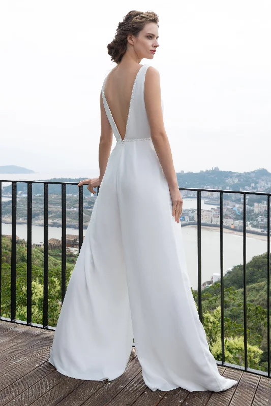 Floor Length Chiffon Wedding Jumpsuit CW2353