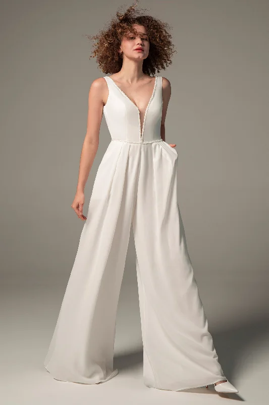 Floor Length Chiffon Wedding Jumpsuit CW2353