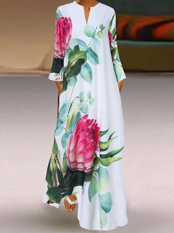 Floral Elegant Long Sleeve Maxi Dress