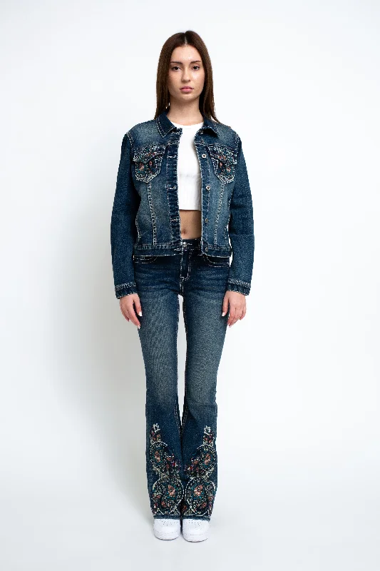 Floral Embroidered Denim Jacket