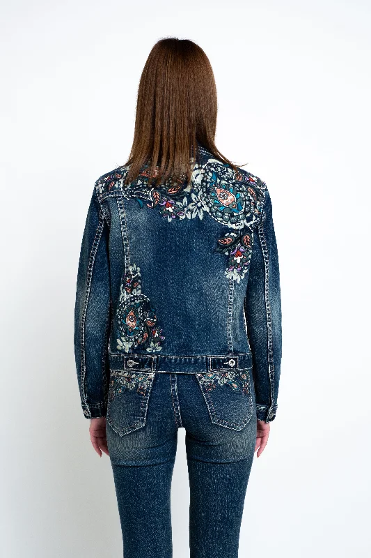 Floral Embroidered Denim Jacket