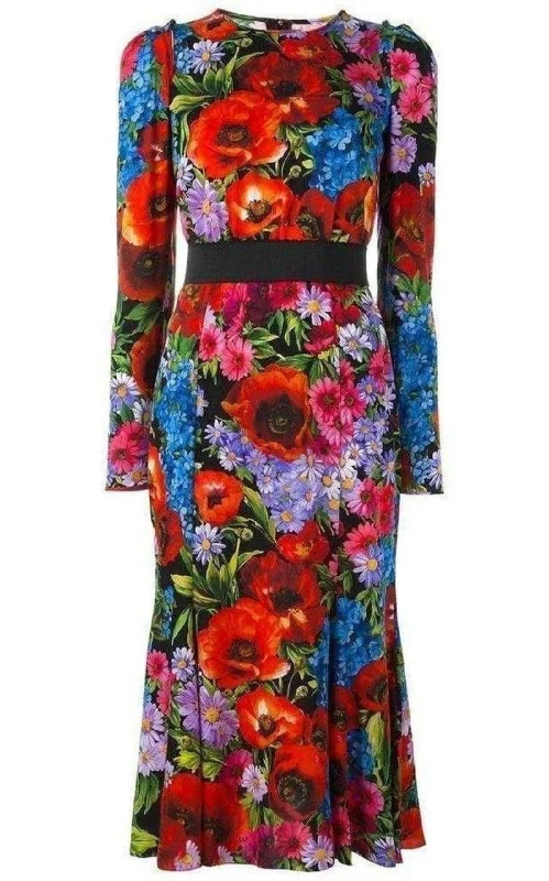 Floral Print Silk Dress