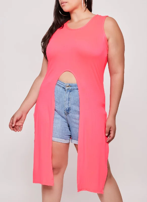 Plus Size Split Front Maxi Tank Top