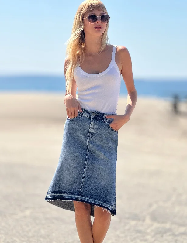 Hi-Low Denim Skirt