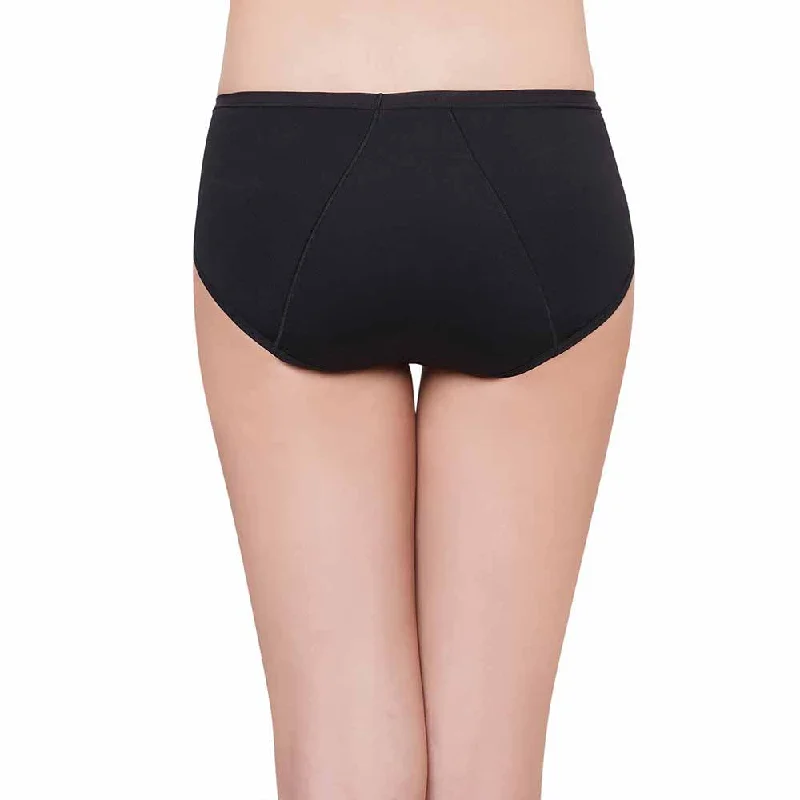 Hygieni Mid Waist Full Coverage Night Wear High Absorbency Period Panty - Black