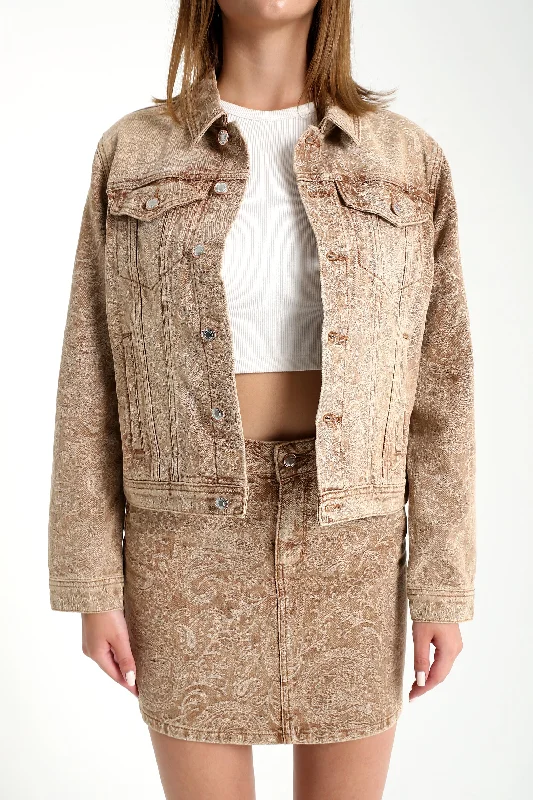 Jacquard Paisley Embroidered Denim Jacket