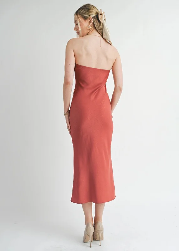 Jess Tube Midi Dress - Burnt Red