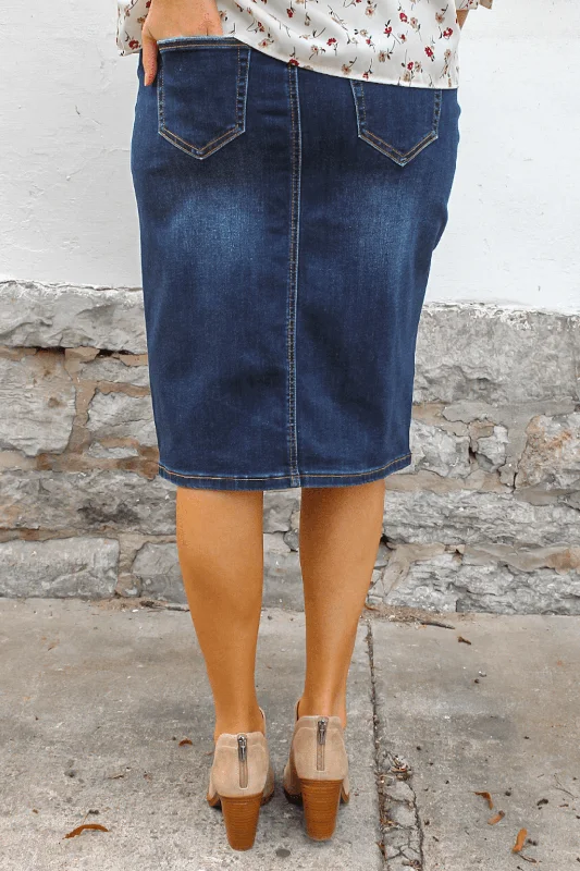 FLASH SALE * Jessica Distressed Dark Wash Denim Skirt (FINAL SALE)