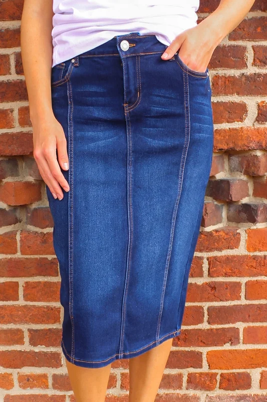 Panel Dark Wash Denim Skirt (FINAL SALE)