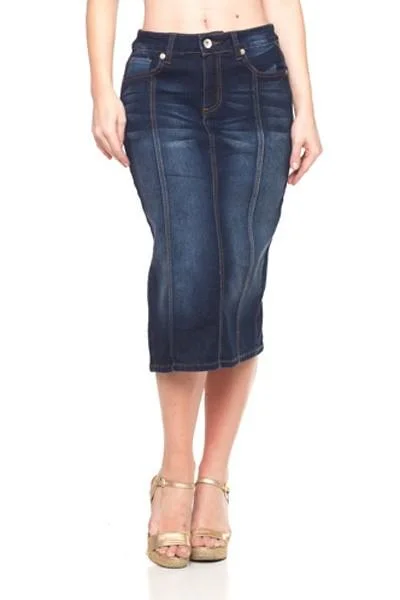 Panel Dark Wash Denim Skirt (FINAL SALE)