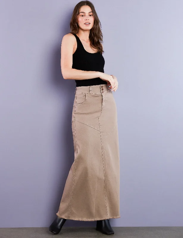 Pieced Denim Maxi Skirt