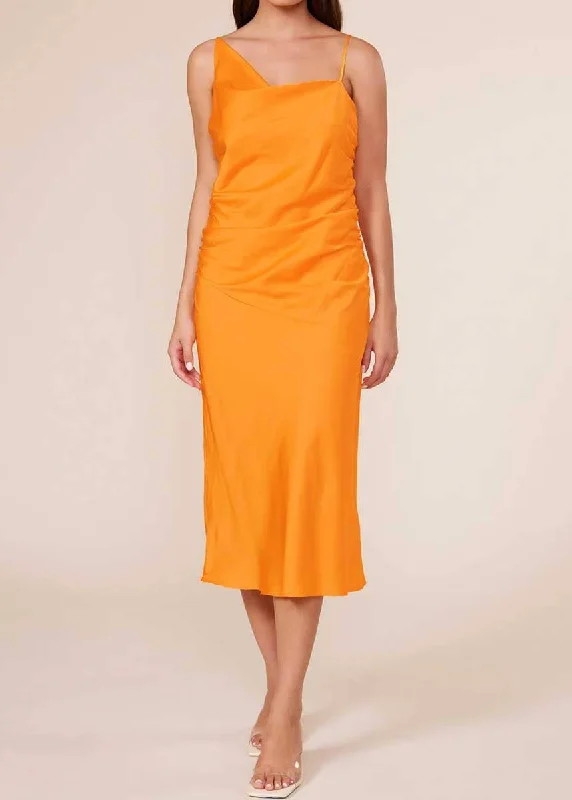 Pierre Gathered Dress - Tangerine