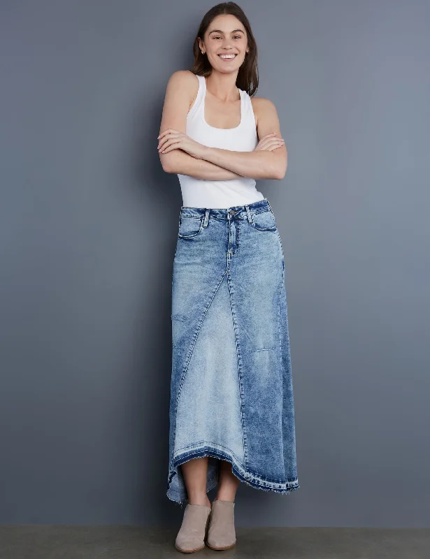 Selma Pieced Denim Maxi Skirt