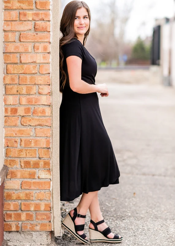 Short Sleeve Wrap Midi Dress - FINAL SALE