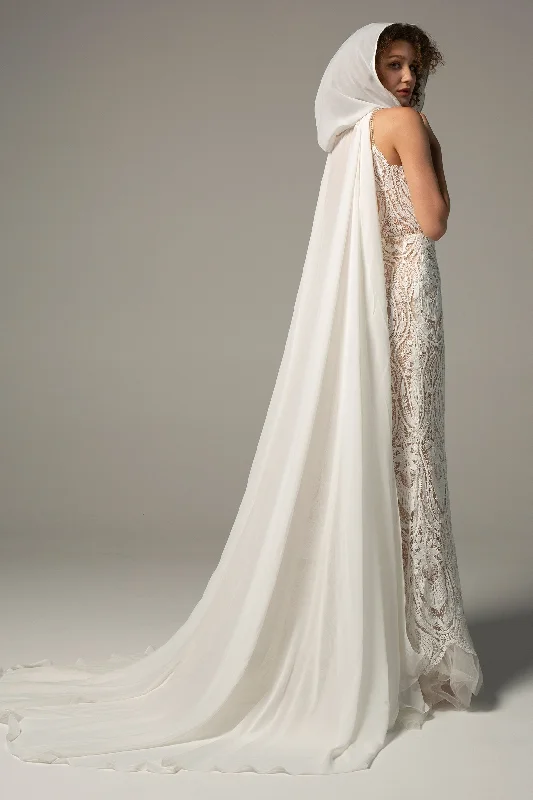 Trumpet Sweep-Brush Train Chiffon Lace Wedding Dress CW2221