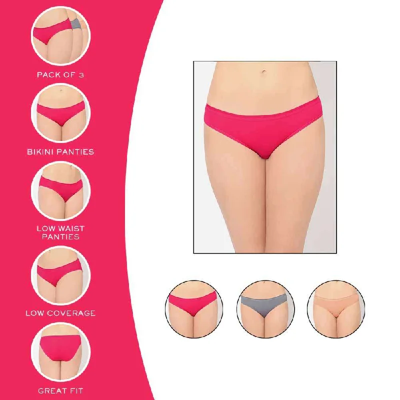 Cotton Low Waist Medium Coverage Everyday Wear Pack of 3  Bikini Panty