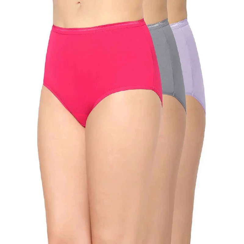 Cotton High Waist Full Coverage Everyday Wear Pack of 3  Full Brief Maxi Panty