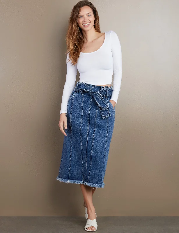 Tie Front Denim Skirt