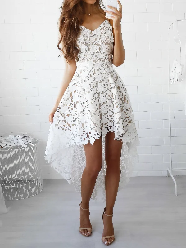 Sling Lace Sleeveless Irregular Dress